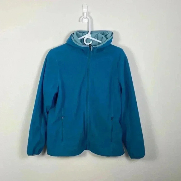 L.L. Bean Women’s Large Hooded Fleece Jacket Blue Casual Comfortable Cozy Winte - Picture 1 of 7